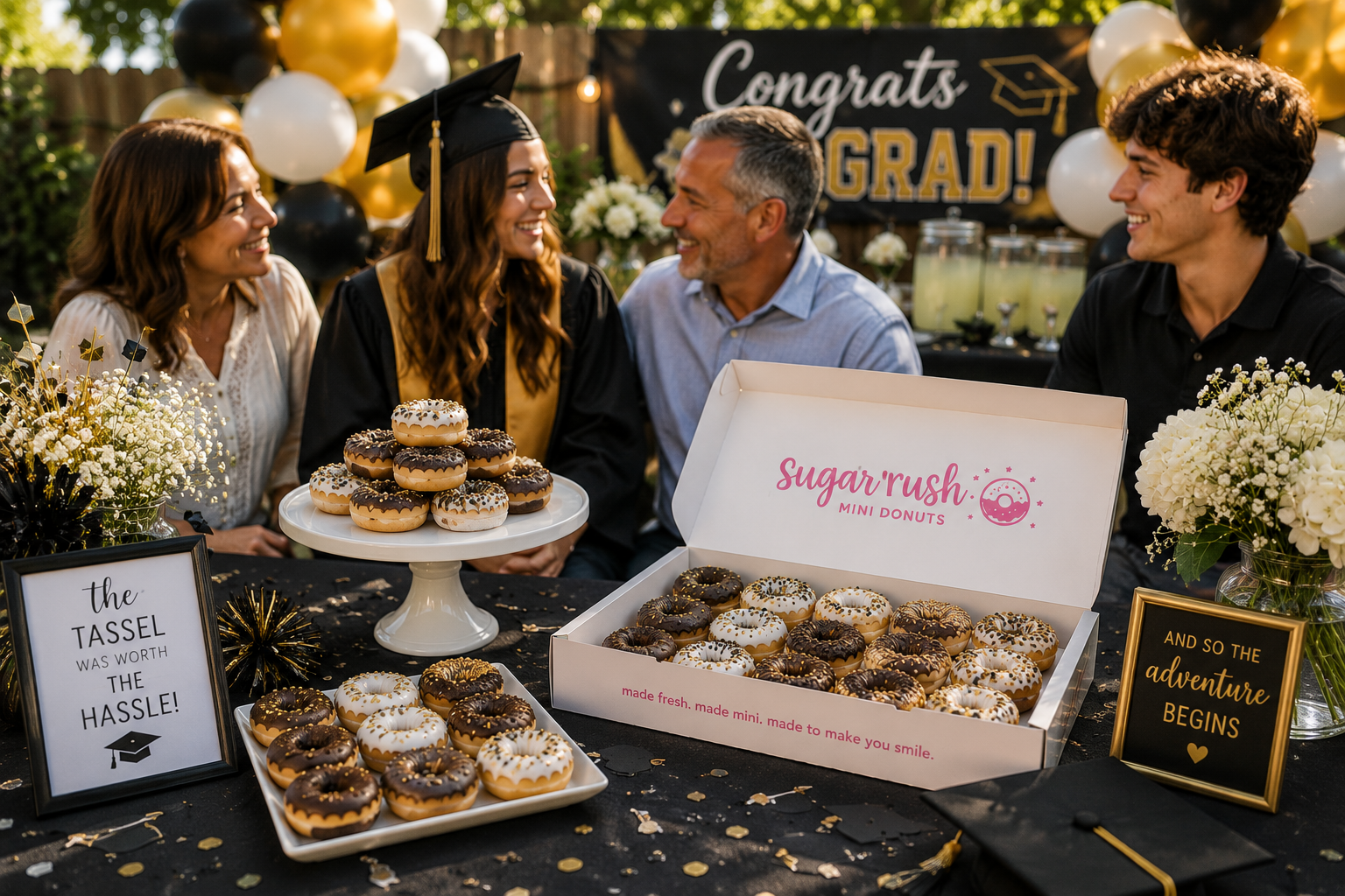 Graduation celebration featuring mini donuts