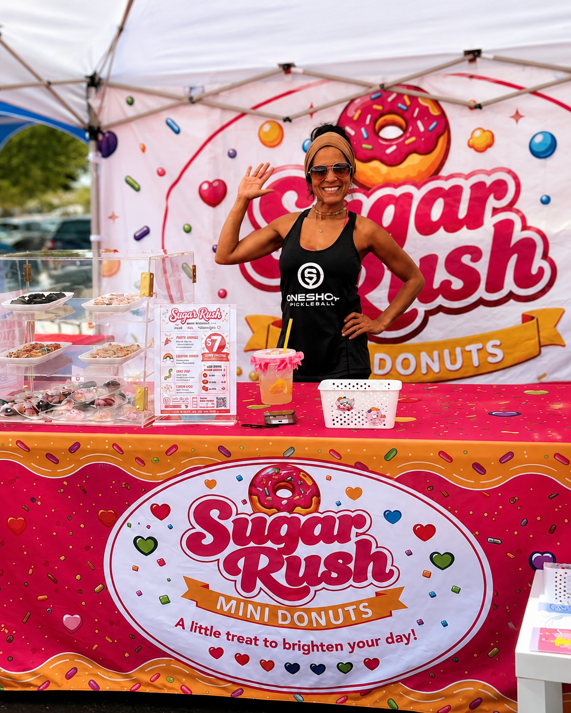 Liz at the Sugar Rush Mini Donuts booth